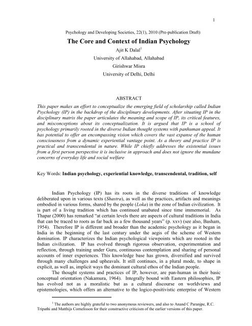 core and Context -Fi.. - Indian Psychology Institute