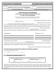 CERTIFICATE OF RESIDENCE - NYC Office of the Comptroller ...