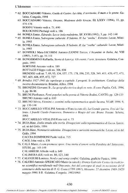 BIBLIOGRAFIA SALENTINA* a cura di Dino ... - culturaservizi.it