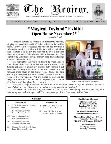 âMagical Toylandâ Exhibit - Healdsburg Museum and Historical Society