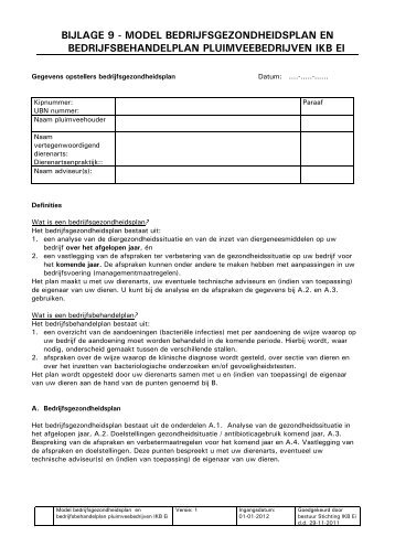 Model bedrijfsgezondheidsplan/bedrijfsbehandelplan - IKB Ei