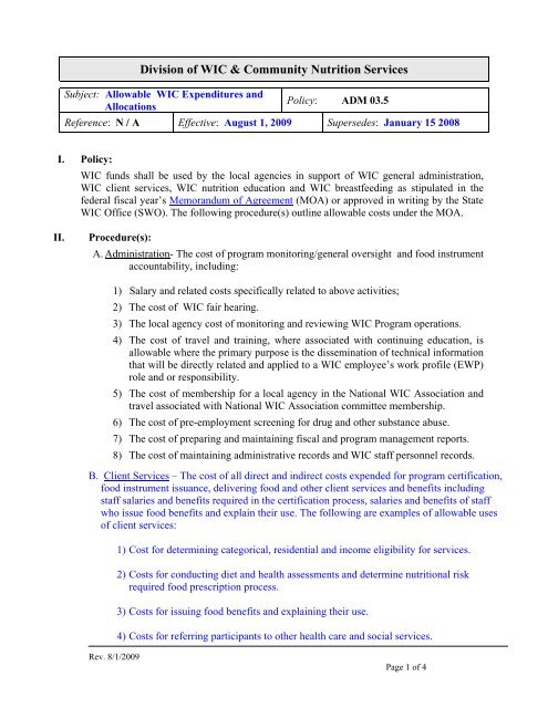 POLICY: INT: 01 - Office of Family Health Services