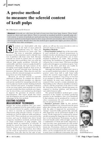 A precise method to measure the sclereid content of kraft pulps