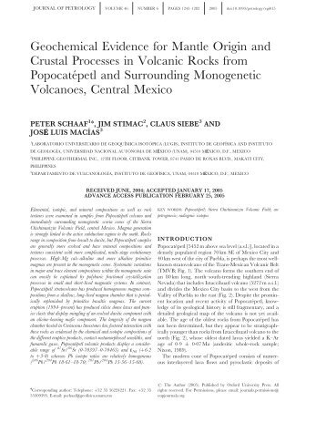 Geochemical Evidence for Mantle Origin and Crustal Processes in ...