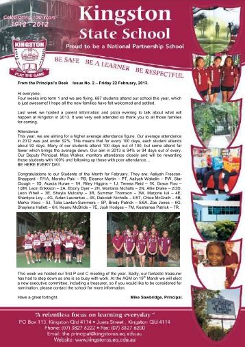 newsletter-2013-2-22 - Kingston State School