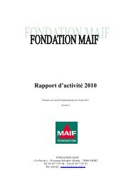 Rapport d'activité 2010 - Fondation MAIF