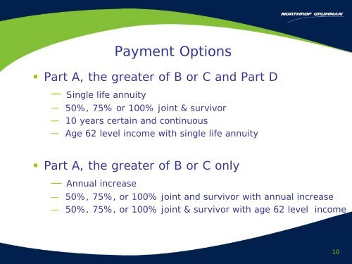 Northrop Pension Overview - Benefits Online