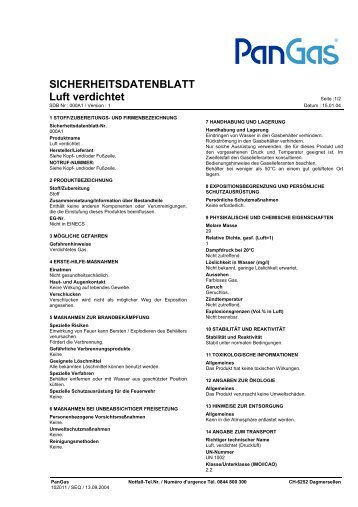 SICHERHEITSDATENBLATT Luft verdichtet - FIRST