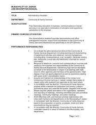 MUNICIPALITY OF JASPER JOB DESCRIPTION MANUAL Page 1 of 3