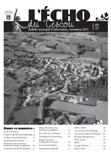 Bulletin municipal d'information, novembre 2011 ... - OPI des Tescou's