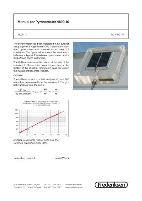 Vejledning til Pyranometer 4890.10 - Frederiksen