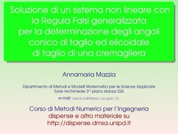 Soluzione di un sistema non lineare con la Regula Falsi - Esercizi e ...