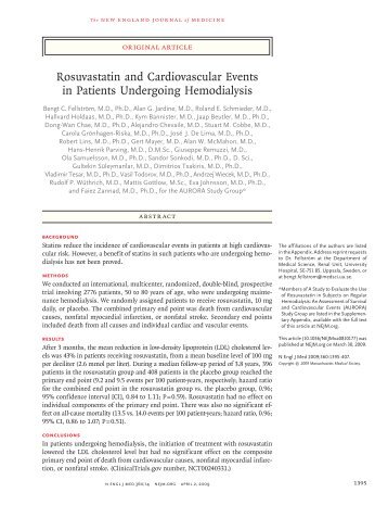 Rosavastatin and Cardiovascular Events in Patients undergoing ...