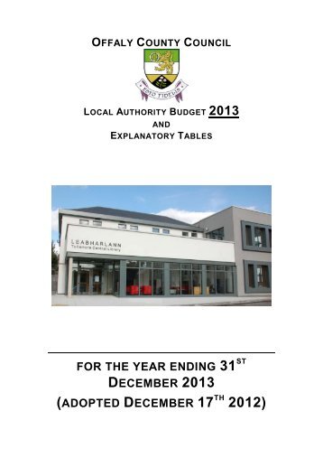 Budget 2013 adopted - Final - Offaly County Council