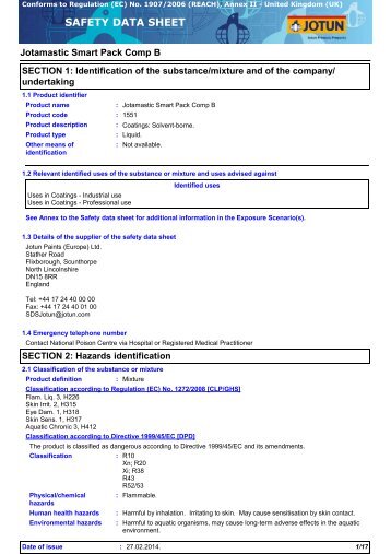 Safety data sheet for Jotamastic Smart Pack - Comp. B - SML Marine ...