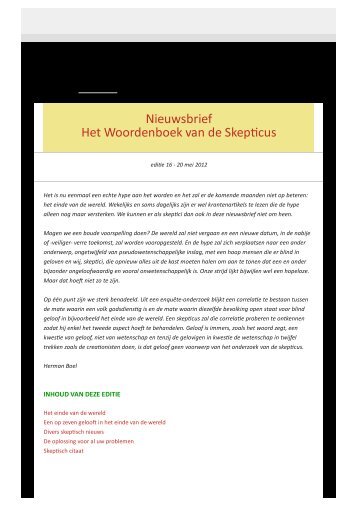 Nieuwsbrief Het Woordenboek van de Skepticus - mei 2012