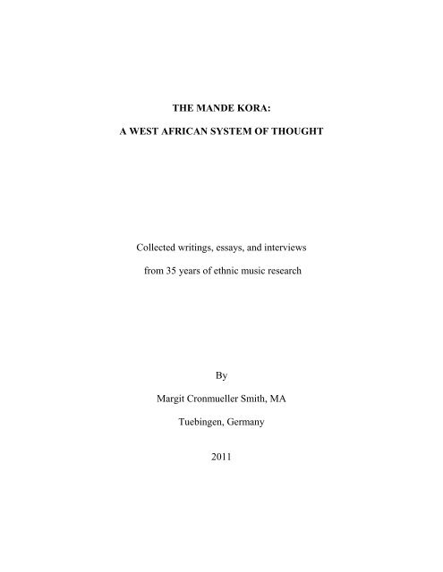 the mande kora: a system of thought - University of Maine at Augusta