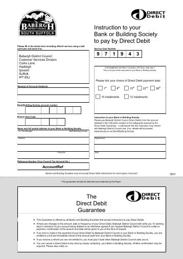 Council Tax Direct Debit form - Babergh District Council