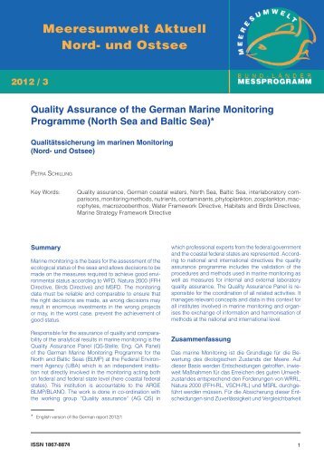 Quality Assurance of the German Marine Monitoring ... - BLMP Online