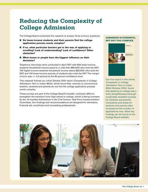 Complexity in College Admission: The Barriers Between Aspiration ...