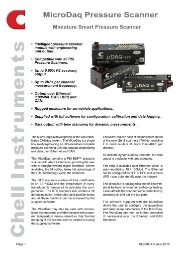 MicroDaq Data Sheet - Chell Instruments Limited