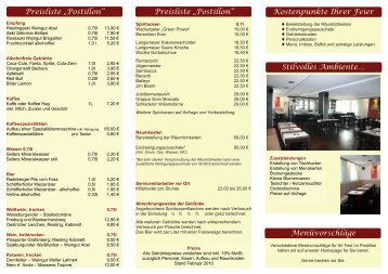 Preisliste „Postillon“ - Hotel Leugermann
