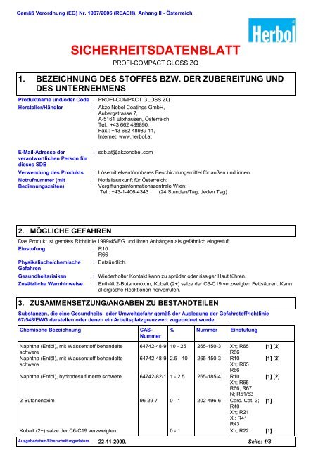 SICHERHEITSDATENBLATT