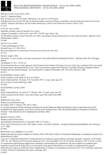 SPELEOLOGICAL ABSTRACTS - CD 42-43 (2003-2004)