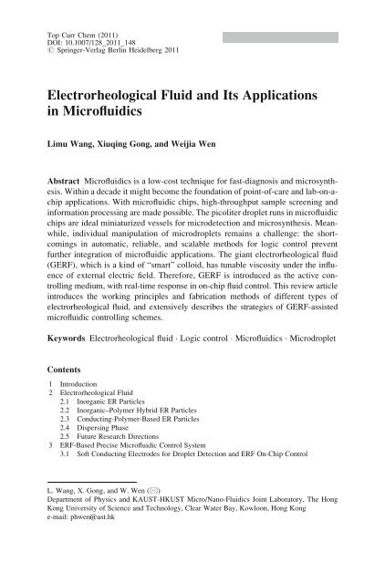 Electrorheological Fluid And Its Applications In Microfluidics