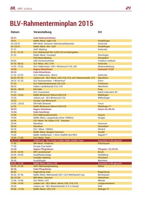 Badische Leichtathletik - Heft 2/2014