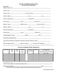 Family Enrollment Form - Our Lady of Sorrows