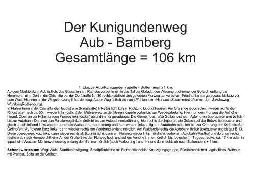 Der Kunigundenweg Aub - Bamberg ... - Landkreis Bamberg