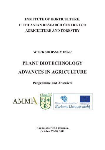 Workshop-Plant Biotechnology - SodininkystÄ ir darÅ¾ininkystÄ