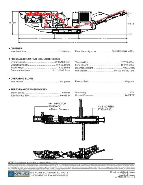 Model FT4250OC Spec Sheet - KPI-JCI