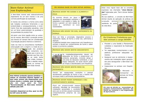 Bem-Estar Animal na ExploraÃ§Ã£o - CAP - Agricultores de Portugal