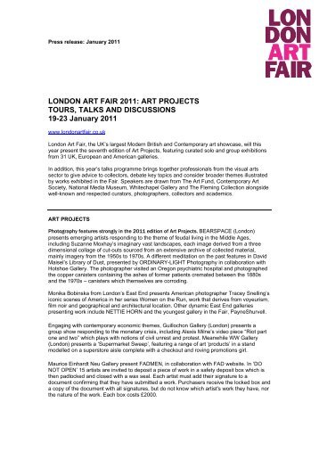 Press release: January 2011 - London Art Fair