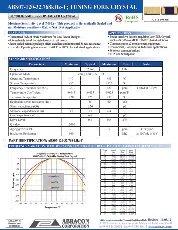 ABS07-120-32.768kHz-T; TUNING FORK CRYSTAL - Abracon