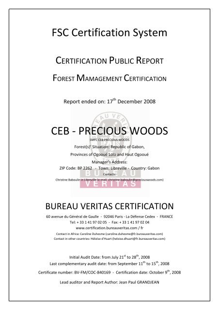 PR081103A FSC FM public report CEB v11 [03 06 ... - Bureau Veritas
