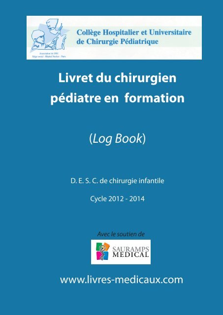 Livret du chirurgien pÃ©diatre en formation (Log Book) - SOFOP