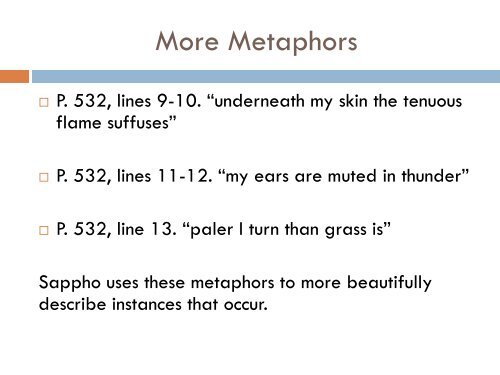 METAPHORS: SAPPHO OF LESBOS'S “LYRICS”