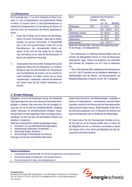 Infoblatt Heizung Energie- und Kosteneffizienz - Hotelpower