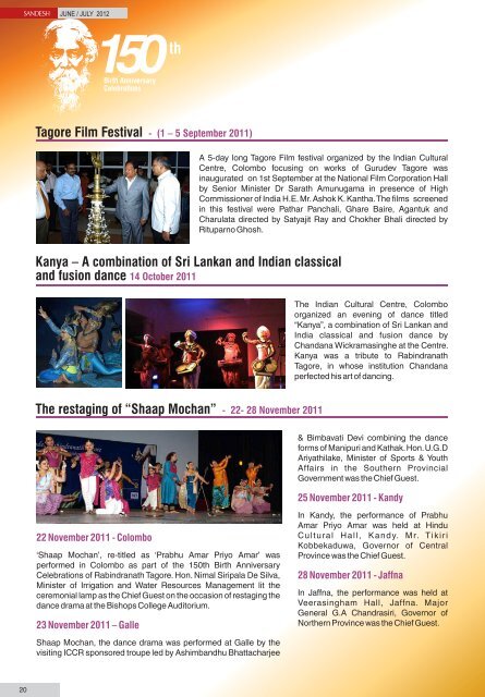SANDESH JUNE 2012 - High Commission of India, Colombo