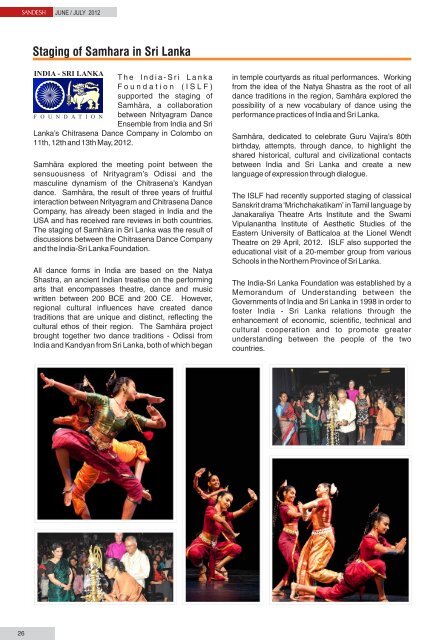 SANDESH JUNE 2012 - High Commission of India, Colombo