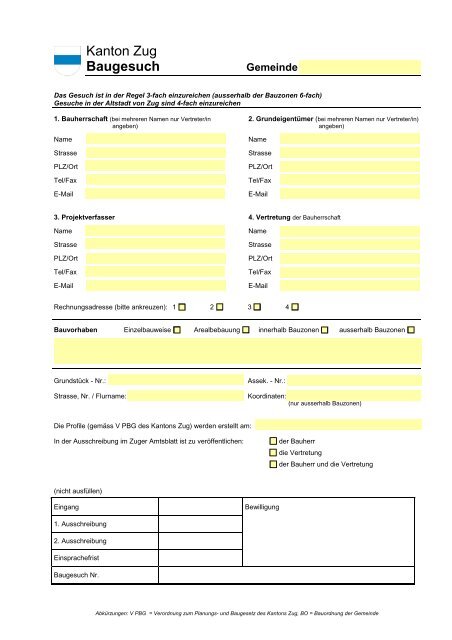 Kanton Zug Baugesuch - Ortsplanung