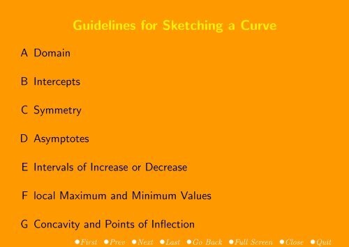 Guidelines for Sketching a Curve