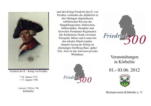 Flyer 300. Geburtstag Friedrich der Große