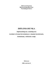 DIPLOMAMUNKA - DE PszicholÃ³giai IntÃ©zet - Debreceni Egyetem
