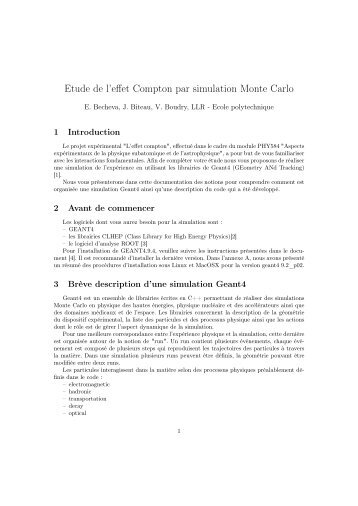 Etude de l'effet Compton par simulation Monte Carlo