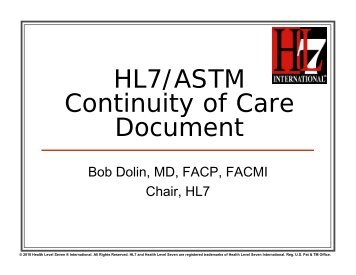 HL7/ASTM Continuity of Care Document