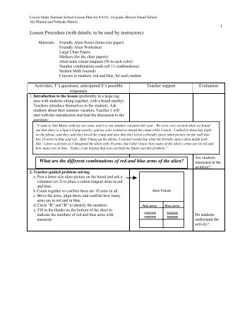 Detailed Lesson Procedure. - Lesson Study Group at Mills College